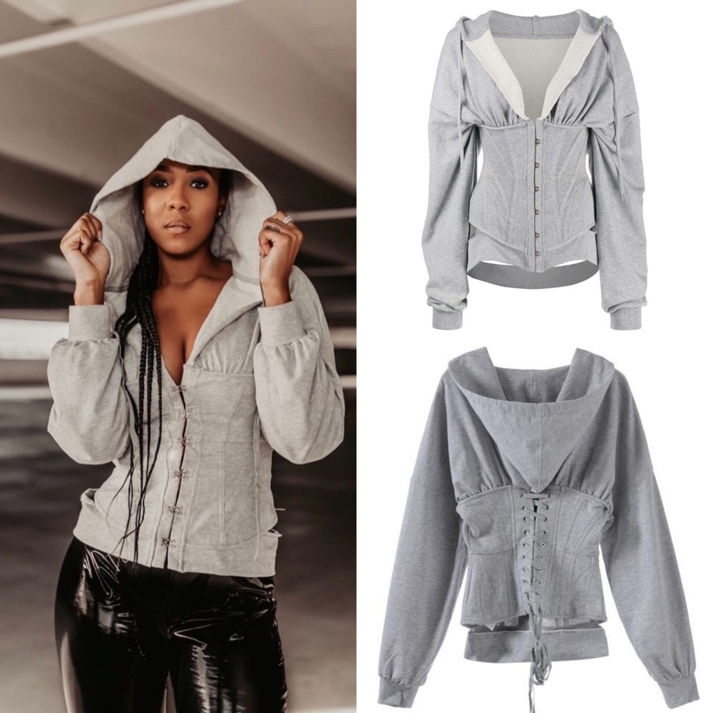 Sweatshirt Material Corset Hoodie